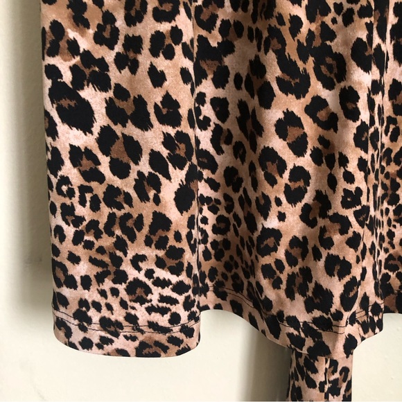 Nina Leonard Leopard Print Short Sleeve Cutout Tie-back Blouse Size XL - Picture 5 of 10